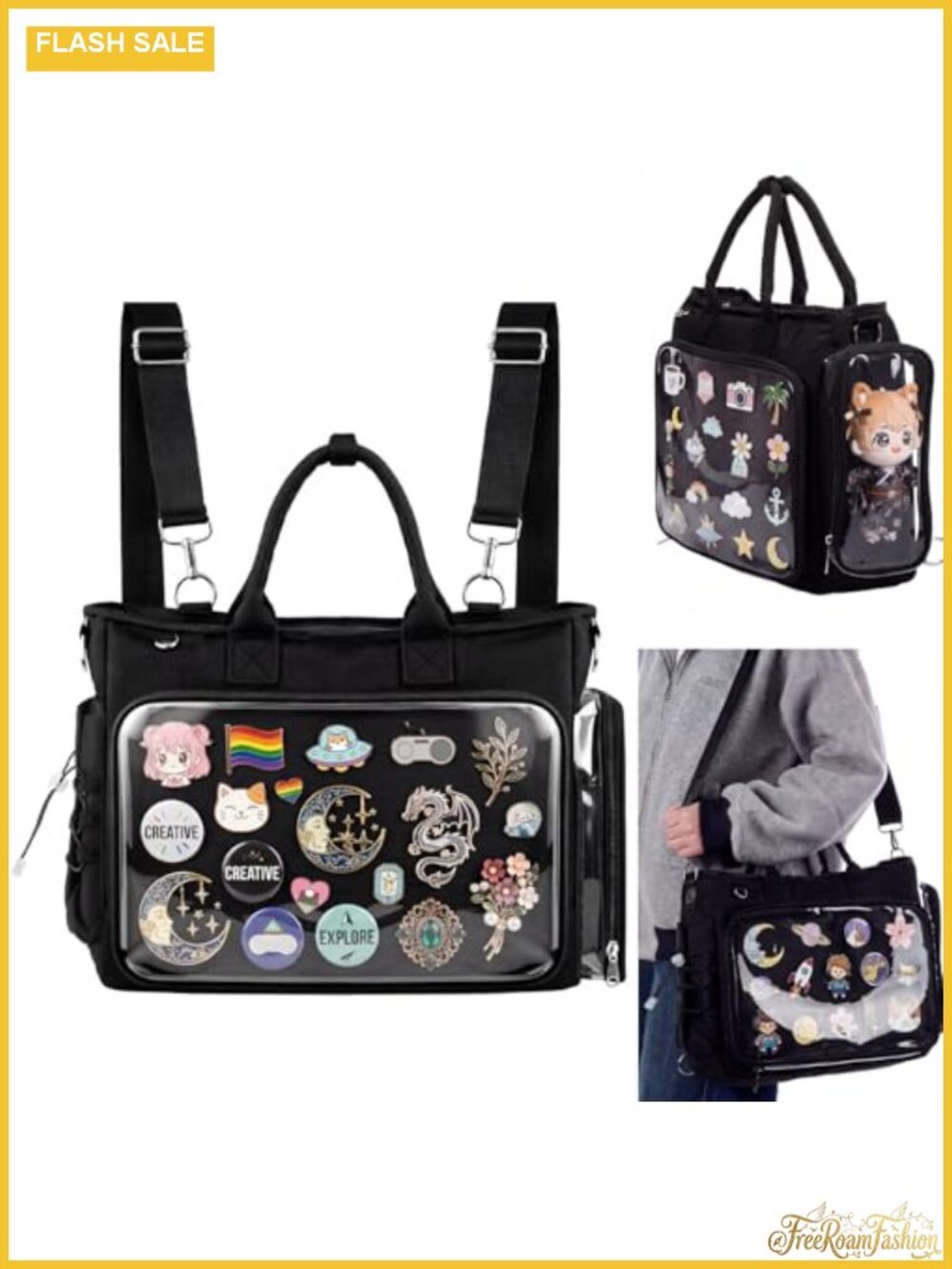 Ita Bag with Clear Display Window - Anime Kpop Backpack, Adjustable Shoulder